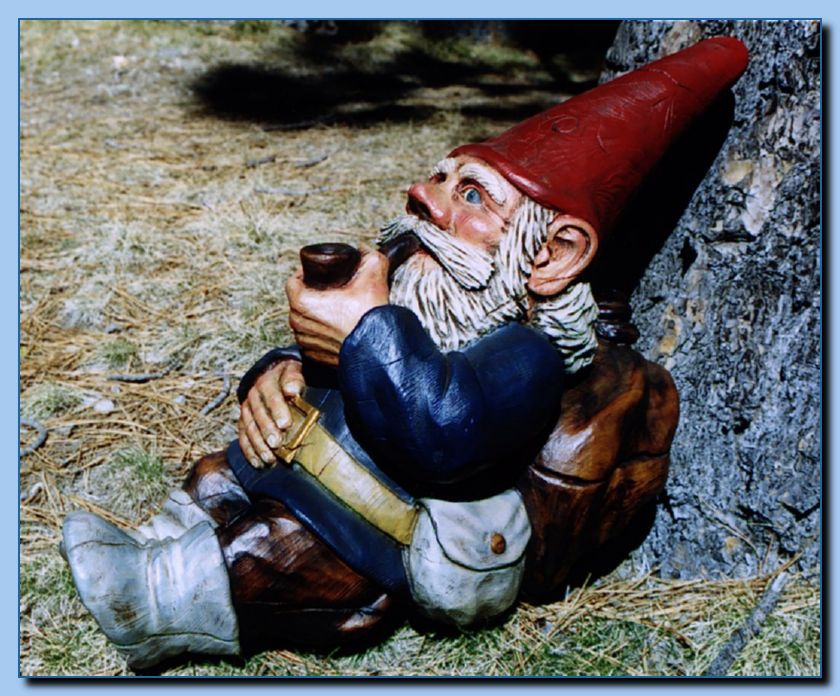 2-11-smoking gnome on bird house-archive
